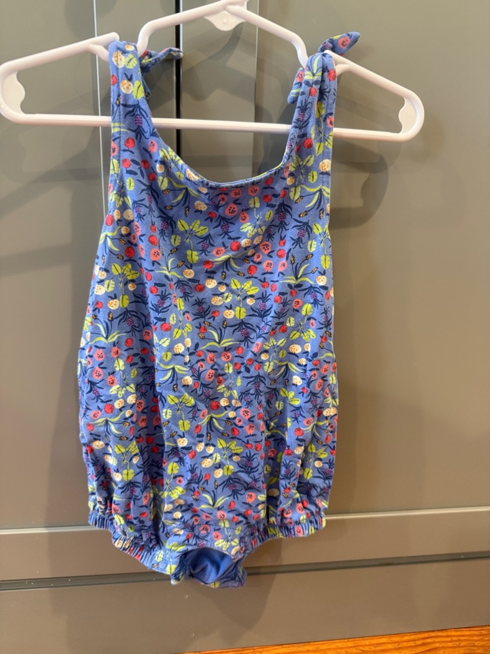 Tea Collection Blue Floral Tie-Shoulder Girls' Romper